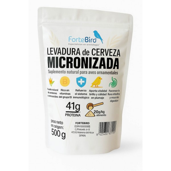 Levadura de Cerveza Micronizada Fortebird 500 grs – Suplemento proteico para aves 